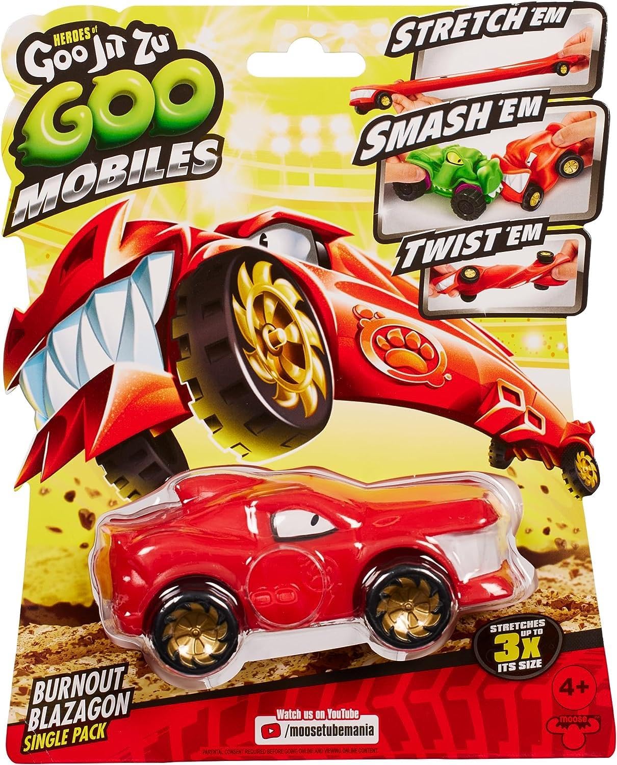 Heroes of Goo Jit Zu Goo Mobiles Burnout Blazagon- Stretch 'em! Smash 'em! Twist 'em! Fix Them and start again! Present for 4 year old girls, boys and Goo Jit Zu fans