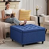 Tbfit Large Square Tufted Upholstered Ottoman and Coffee Table with Storage, Oversized Footrest Bench for Living Room Bedroom