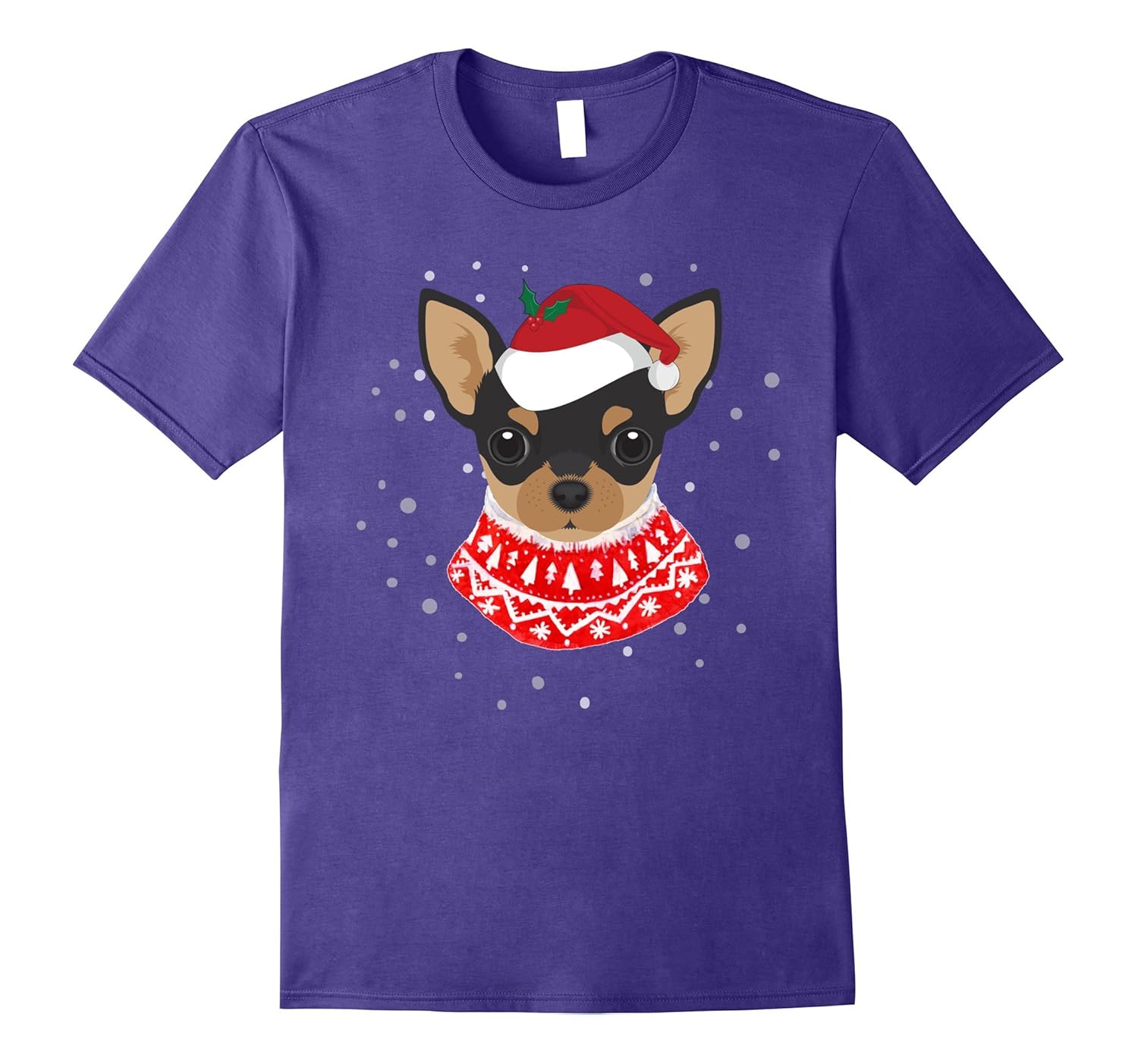 Chihuahua With Santa Hat Christmas Ugly Sweater T-Shirt-ANZ