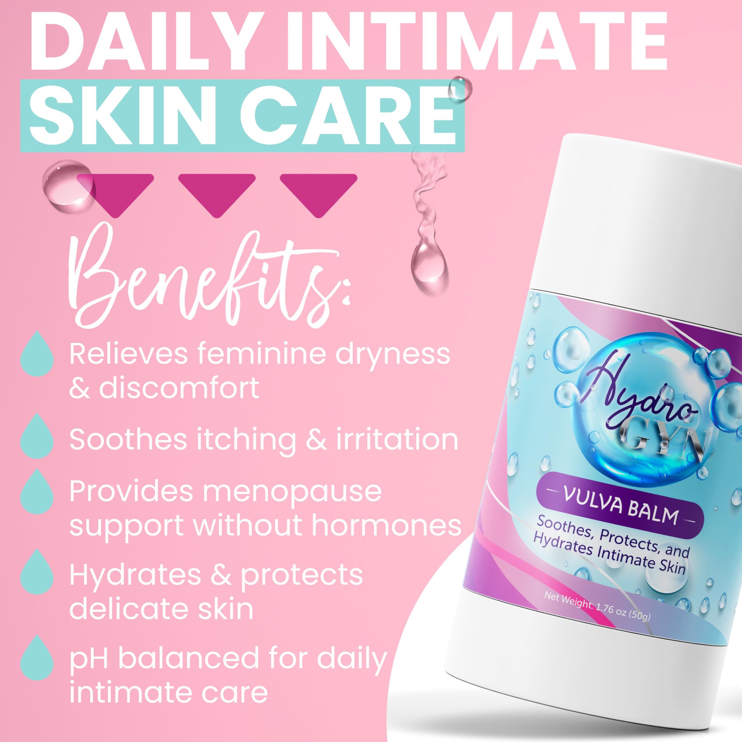 HydroGyn Vulva Balm | Vaginal Moisturizer & Menopause Support | Relieves Feminine Dryness, Itching & Irritation | Hormone-Free Vaginal Moisturizer for Women | pH Balanced Daily Intimate Skin Care