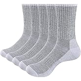 YUEDGE Women's Gym Tennis Training Athletic Cushioned Crew Socks For Women, Moisture Wicking Womens Socks, 5 Pairs