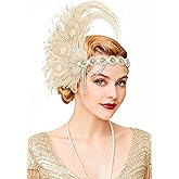 BABEYOND 1920s Flapper Headpiece Headband - Roaring 20s Great Gatsby Feather Headband 1920s Flapper Accessories