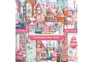 SORKWO 24 Sheets Christmas Pattern Paper, 6" x 6" Winter Scrapbooking Supplies Paper Decorative Craft Paper for DIY Card Making Photo Album Junk Journal Décor