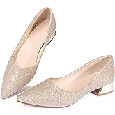 Women's Low Block Chunky Heels Pointed Toe Closed Toe Work Pumps Slip on Comfort Dress Shoes for Women