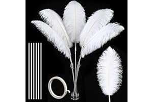 Soarer White Large Ostrich Feathers - 10Pcs Making Kit 34inch Extra Large Ostrich Feathers Long for Tall Vase,Floral Arrangement,Christmas Party Centerpieces and Wedding Home Decoration(White)