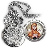 St. Pelagia Locket Necklace, Patron Saint Confirmation Gift, Italian Charms, Catholic Jewelry
