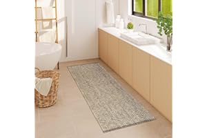 LEEVAN Washable Runner Rug 2'x6', Natural Woven Hallway Runner Rug Reversible Bathroom Runner Rug, Cotton Low Profile Entryway Rug, Farmhouse Bedroom Rug Modern Kitchen Runenr Rug