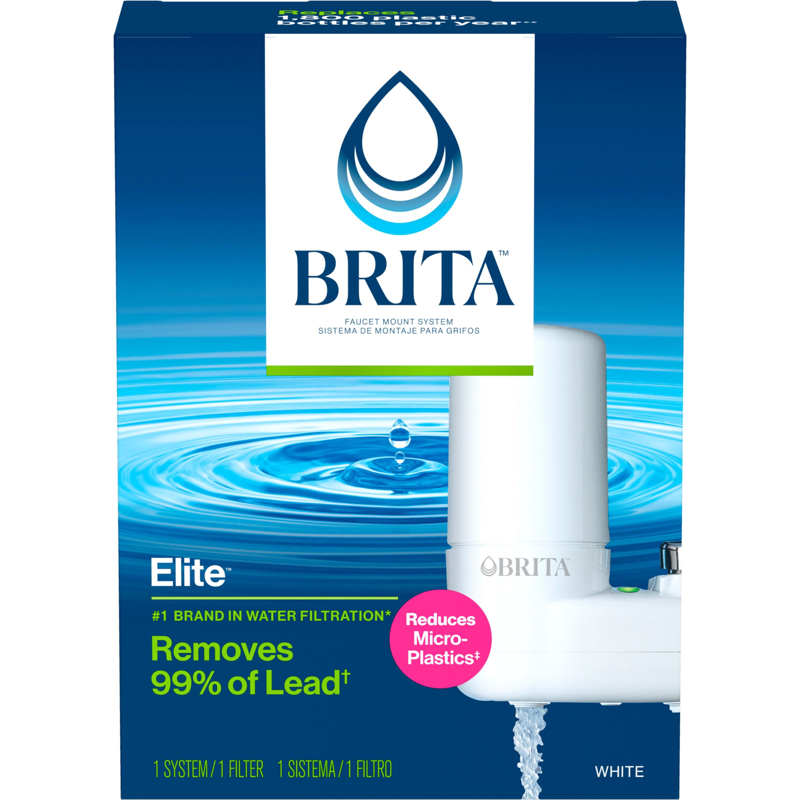 Brita Faucet Mount Water Filtration System, BPA-Free Faucet Water Purifier, Reduces 99% of Lead, Lasts Four Months or 100 Gallons, Kitchen Accessories