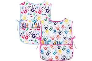 NIDOUL Kids Art Smock Girls Boys Artist Painting Apron with Pockets Sleeveless Smocks for Child 2-7 Years