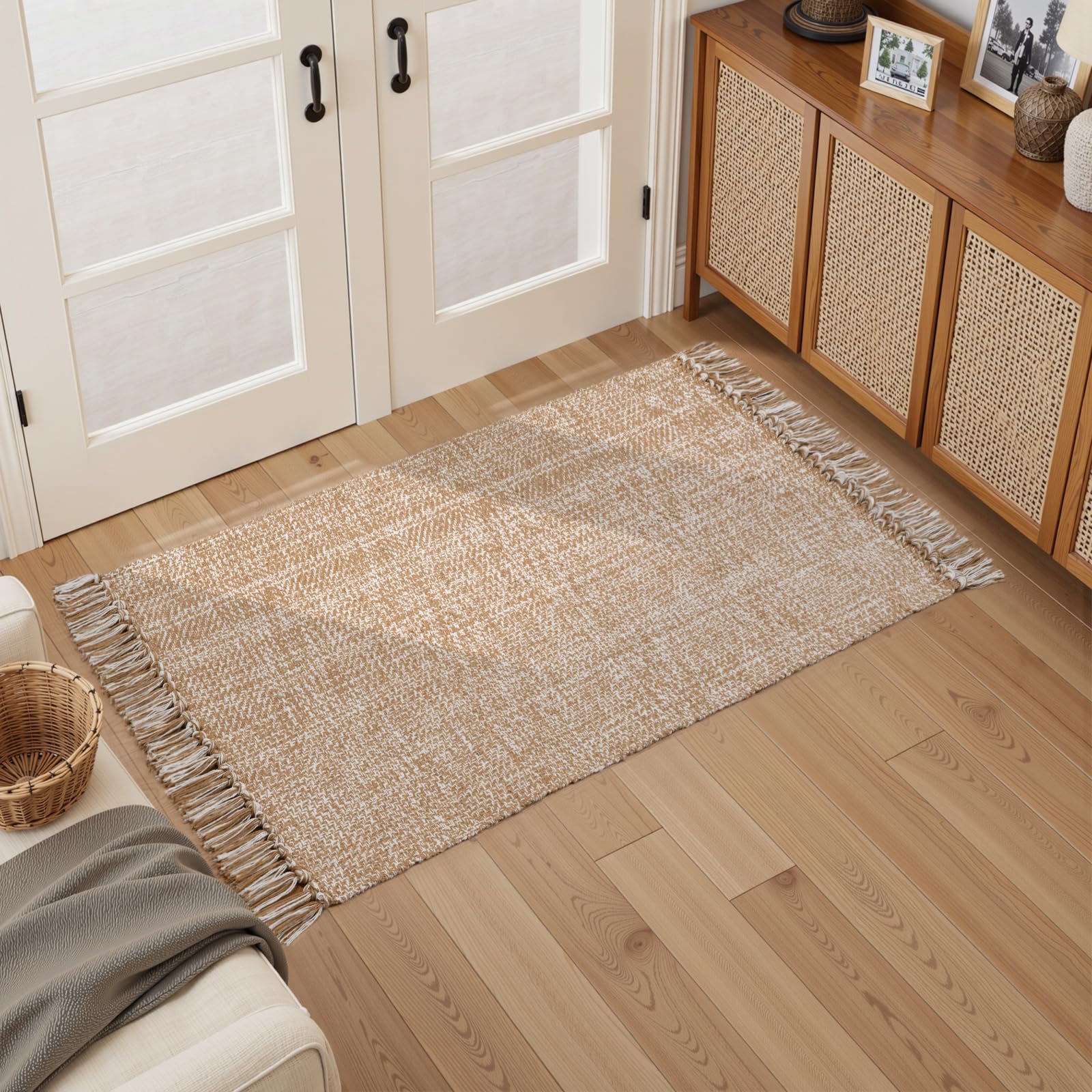Photo 1 of Collive Entryway Door Mat, 27" x 43" Machine Washable Kitchen Rugs, Indoor/Outdoor Low-Profile Doormat Soft Hand-Woven Cotton Bathroom Rug Throw Rugs for Front Back Door Bedroom