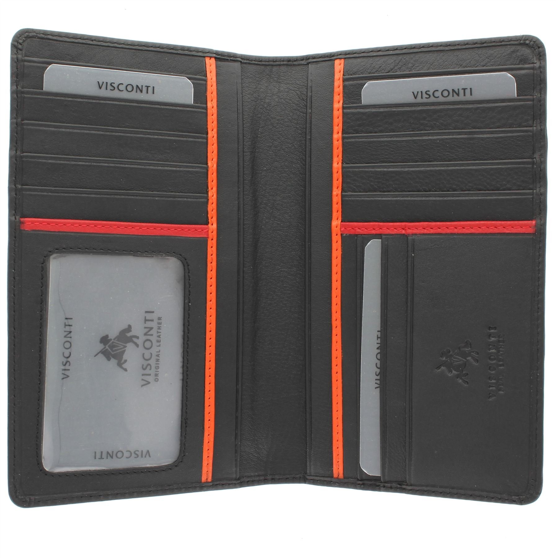 VISCONTI Bond Collection Jaws Leather Jacket Wallet RFID Blocking BD12 Black/Orange/Red