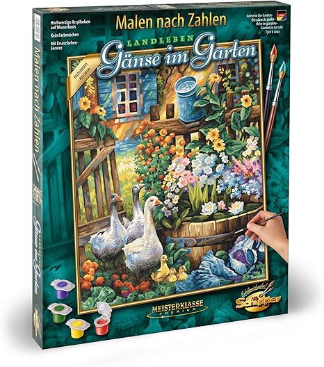 Schipper 609130662 Malen Nach Zahlen Ganse Im Garten Bilder Malen Fur Erwachsene Inklusive Pinsel Und Acrylfarben 40 X 50 Cm Amazon De Spielzeug