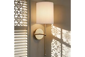 French Elegance Brass Pleated Sconce, Classic French Design, Pleated Linen Shade, Solid Brass Construction, Polished Orichalc