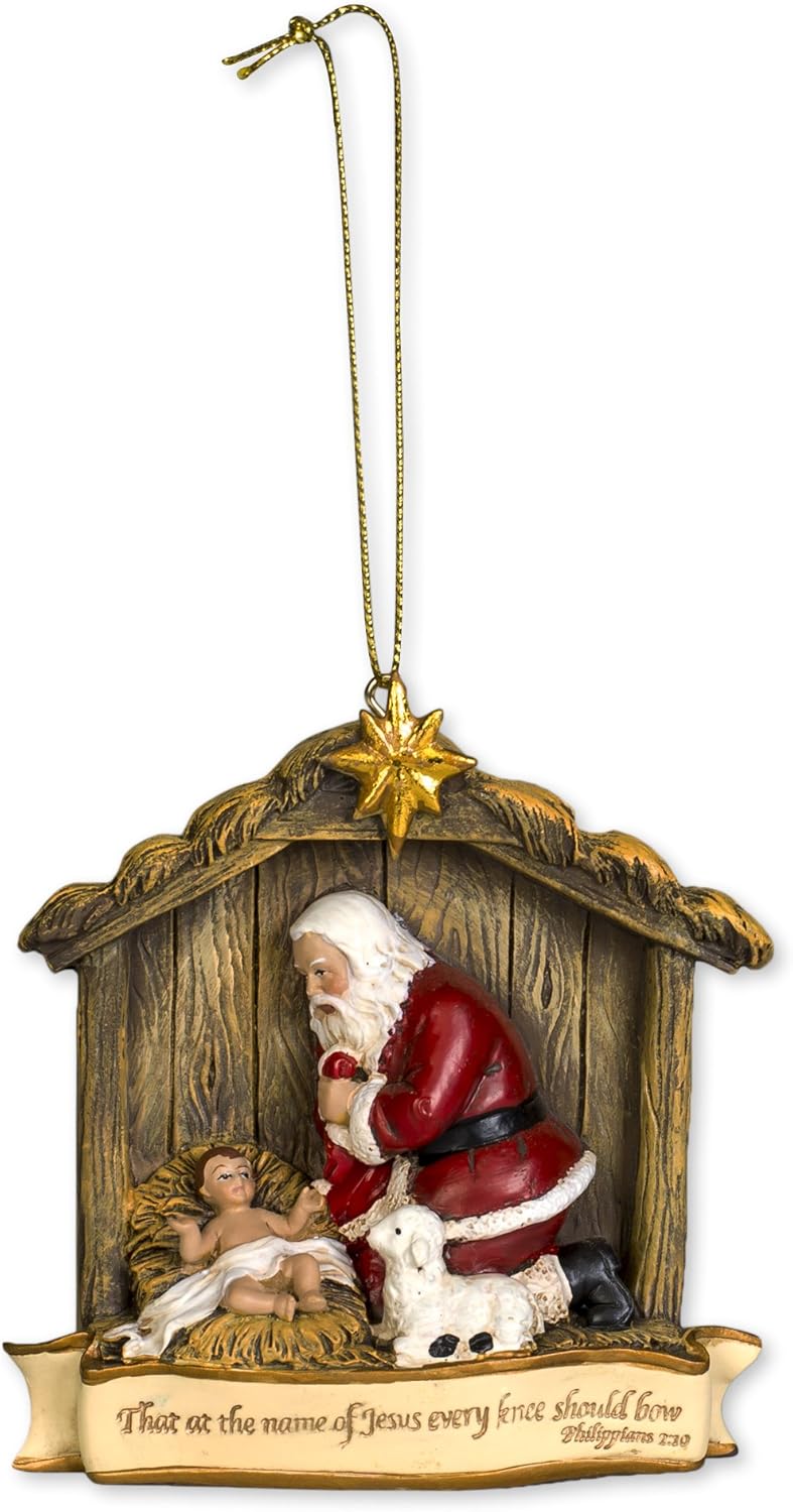 santa and baby jesus ornament