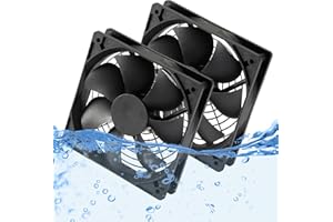 PANO-MOUNTS 2-Pack IP67 Waterproof Silent 12V DC Cooling Fan - 120mmx25mm 4.72inch High-Speed 3000RPM Dual Ball Bearing 2 Wire 3Pin Exhaust Fan for RV Fridge