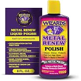 Wizards 11020 Metal Renew Liquid Polish - 8 oz. | Lifts dull oxidation from mag wheels, rims, copper, and outdoor trailer hardware. Apply by hand or with power buff kit.