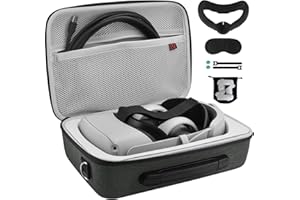VORI Case for Meta Quest 3 and Oculus Quest 2 fit Elite Strap, with Silicone Face Cover, Portable Hard Carrying Case for Meta Quest 3 VR Headset and Controller Accessories for Travel and Home Storage