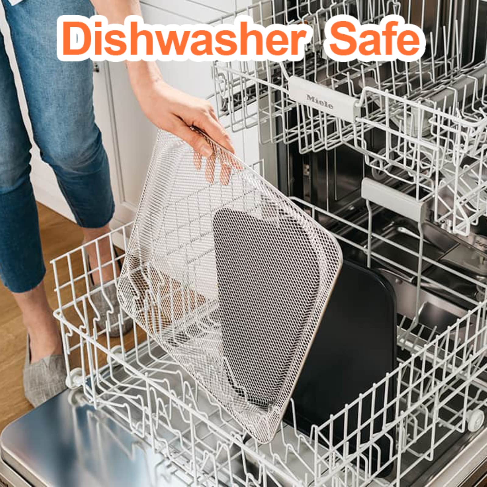 Air Fryer Basket Replacement for NINJA Foodi SP101 Air Fryer Oven, Stainless Steel Air Fryer Basket for Ninja SP100,SP102, Mesh Basket for Ninja Foodi Air Fryer Accessories, Baking Tray for Ninja