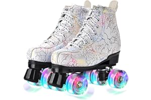 PERZCARE Roller Skates for Women,Double Row 4 Wheels Shiny Quad Men Skates,PU Leather High-top Roller Skates for Girls/Boys/Ladies/Unisex Indoor/Outdoor