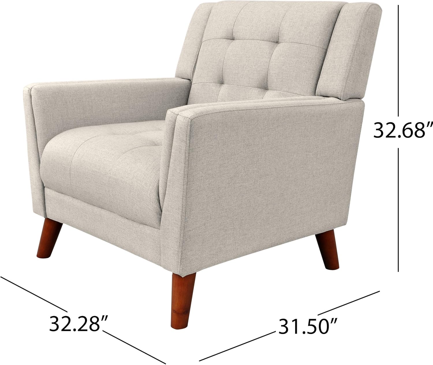 Christopher Knight Home Evelyn Mid Century Modern Fabric Arm Chair, Beige & Walnut (305538): Furniture & Decor