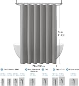 Shower Curtain 182 x 214 cm Dark Grey with Metal Hooks view 6