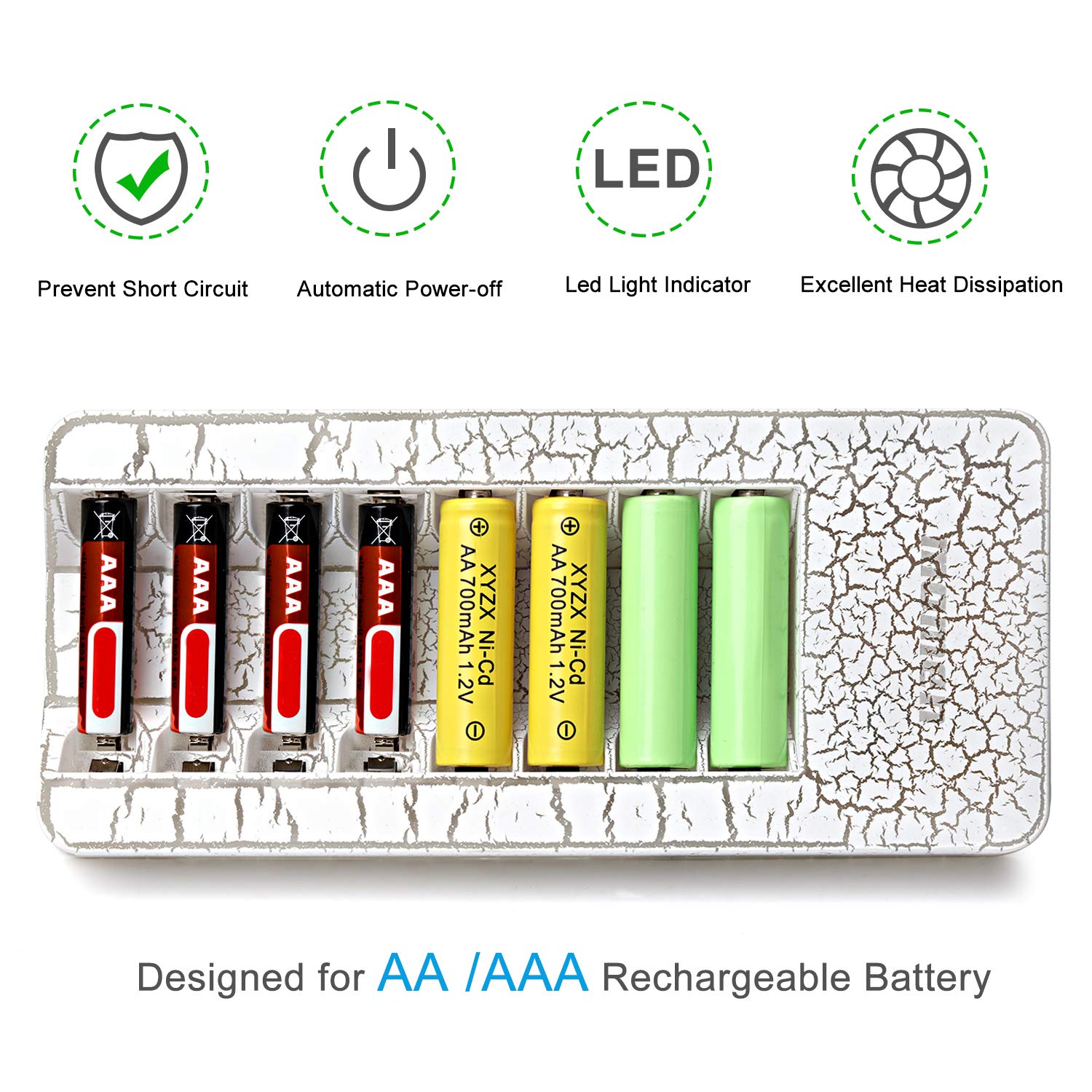 AAA Battery Charger,Momen 8 Bay AA Battery Charger with LED Light Indication for Rechargable AA/AAA Battery