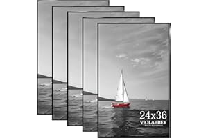 VIOLABBEY 24x36 Poster Frame Set of 5, Black Picture Frames for Wall Mounting Vertically or Horizontally, Gallery Wall Frame