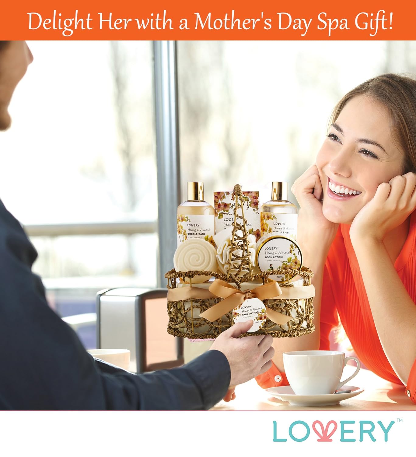 Home Spa Gift Basket - Honey & Almond Scent - Luxury Bath & Body Set For Women and Men - Contains Shower Gel, Bubble Bath, Body Lotion, Bath Salt, Bath Bomb, Bath Puff & Handmade Weaved Basket : Beauty