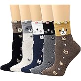 LIVEBEAR Women’s Cute Funny Novelty Casual Cotton Crew Socks (Made In Korea)