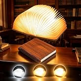 Nsowwe Wooden Book Lamp Book Lovers Gifts,Folding Book Light for Home Decor | Foldable Paper Lamp,Teacher Appreciation Gifts 