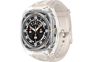 VEVEXIAO Transparent Designer Rugged Case with Band Compatible with Samsung Galaxy Watch 7 Ultra Band (2024),Luxury Crystal Clear Military Protective Cover Bumper Tactical for Galaxy Watch 7 47mm Ultra Strap