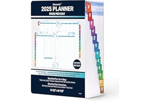 SIMANNIE Planner Refills 2025 – Jan.2025 - Dec.2025, Two Pages Per Day Daily ＆ Monthly Planner, 8.38" x 5.51", Ring-Bound Day Planner with Tabs