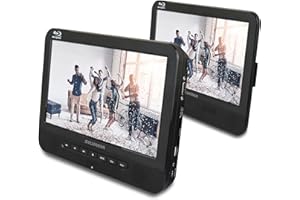 Sylvania 10.1" Dual Screen Portable Blu-ray(r) DVD Media Player SDVD1087, Black