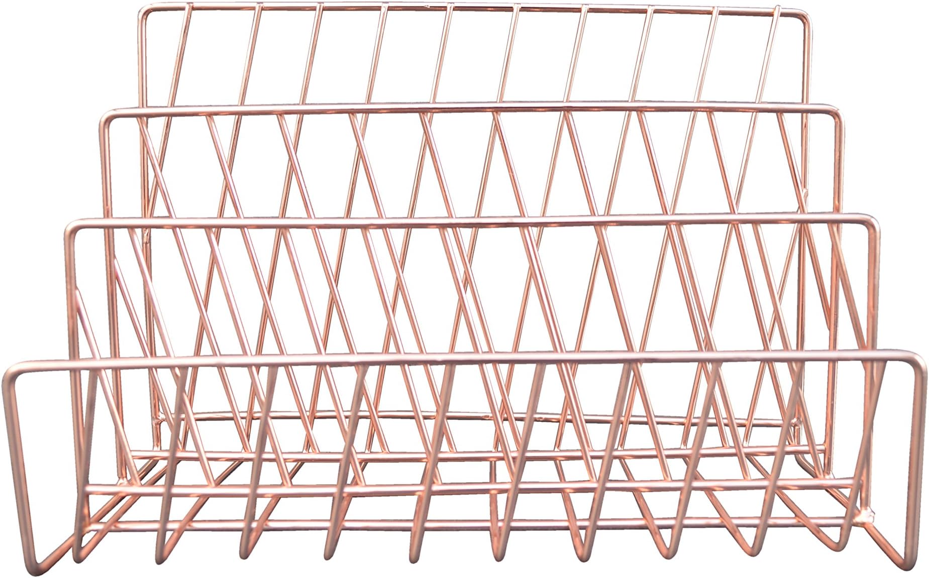 Candlelight 555871 Diagonal Lines Wire Letter Rack - Rose Gold