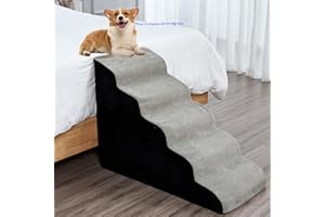 INRLKIT Dog Stairs for High Beds, Dog Steps Pet Stairs for High Beds Up to 24-28 inches High, Soft Dog Stairs for Small Dogs, 5 Tiers Dog Steps for Small Pets, Cats