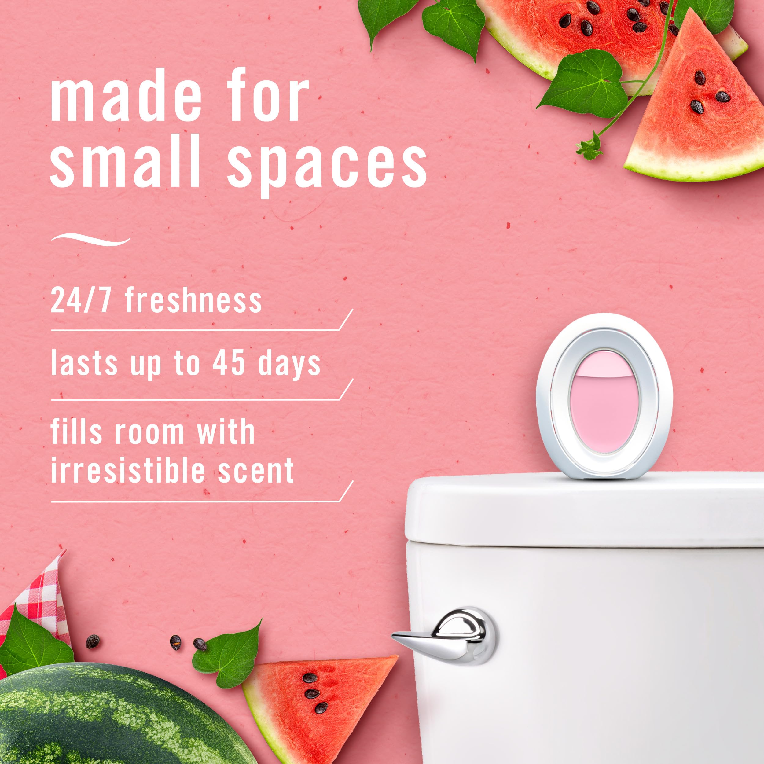 Febreze Bathroom Air Freshener, Odor-Fighting, Plug In Alternative, Air Fresheners for Home and Bathroom and Kitchen, Closet Air Fresheners, Watermelon & Lilac Scent, 4 Count