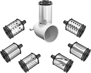 KitchenAid KSMVSA+KSMEMVSC Gemüseschneider Set, Edelstahl, Silber, Weiß, 7- teilig