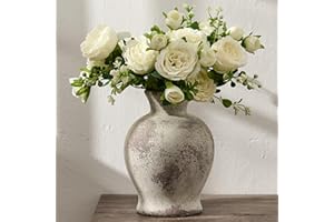 7.2" Ceramic Vase for Home Decor, Decorative Terracotta Farmhouse Rustic Vases for Living Room Kitchen Bedroom Bathroom Entry