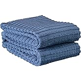 Ritz Royale Collection 100% Combed Terry Cotton, Highly Absorbent, Oversized Kitchen Towel Set, 28" x 18", 2-Pack, Solid, Federal Blue