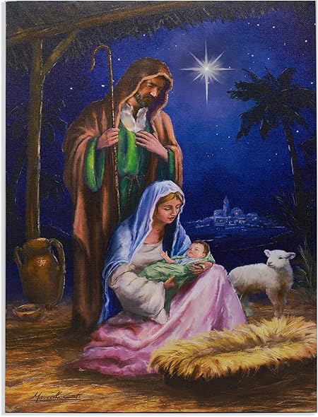 Leinwandbild Motiv Krippe Beleuchtet Religioses Bild Mit Led Beleuchtung Maria Josef Und Jesuskind In Einem Krippenstall Bild Wie Druck Fertig Zum Aufhangen Amazon De Alle Produkte