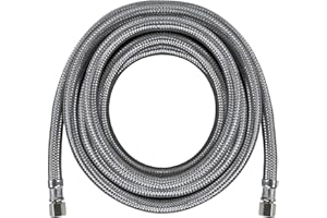 Certified Appliance Accessories Ice Maker Water Line, 15 Feet, PVC Core with Premium Braided Stainless Steel