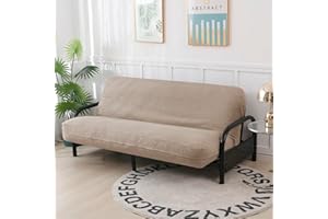 OctoRose Full Size 54x75x8 inch 3 Side Zipper Classic Soft Micro Suede Futon Cover Sofa Daybed Mattress Slipcover (Waterproof-Tan, Full Size)
