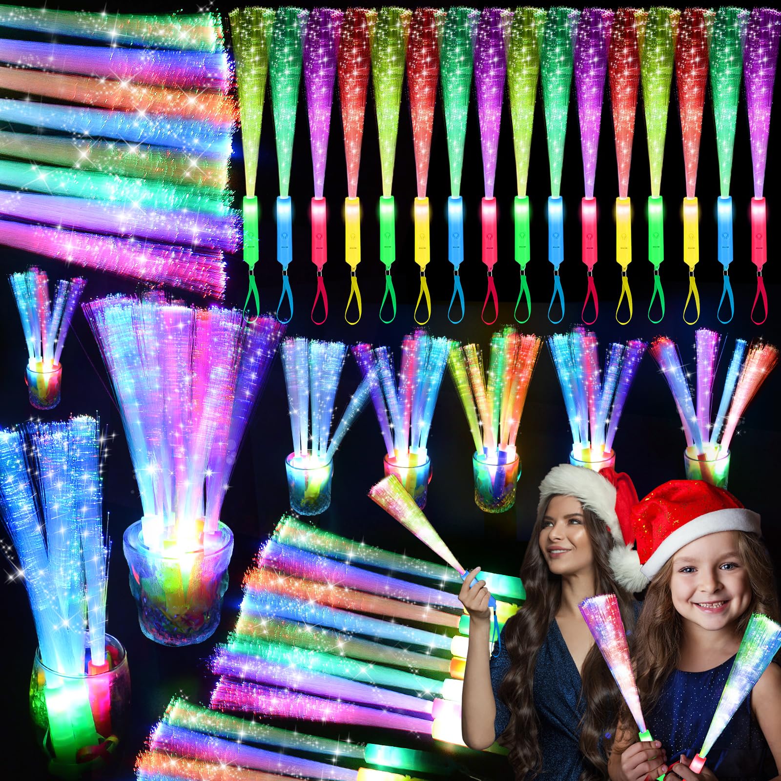 Photo 1 of SHQDD 120PCS Glow Fiber Optic Sticks, LED Light Wands, Glow in The Dark Party Supplies, Fiber Optic Wands for Weddings, Birthdays&Events,Flashing LED Party Favors,Colorful Light Sticks for Kids&Adults