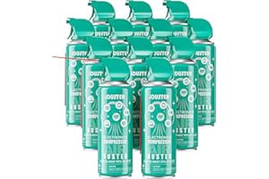 iDuster Compressed Air Duster for Electronics - Disposable Air Cans Cleaner Bulk for Computer and Keyboard, 12 Packs