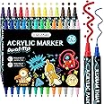 colpart 26 Colors Acrylic Paint Markers，Dual Tip Acrylic Paint Pens for Rock Painting Wood Canvas Plastic Metal Stone, Acrylic Markers For DIY Crafts Making Art Supplies