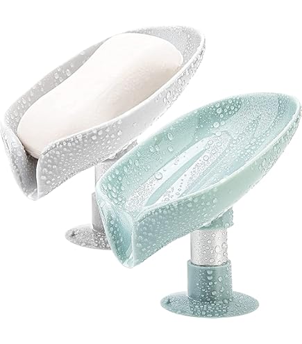 Lot De 2 Porte-savon à Ventouse En Forme De Feuille Gris