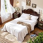 LBRO2M 100% Egyptian Cotton Sheets Set 1000 Thread Count,Queen Size Bed Sheet 4 Piece Sets,Long Staple,16 Inches Deep Pocket,All Season,Bedding Super Soft Breathable,Sateen Weave(White)