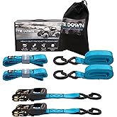 Tie Down 1.5 inch x 8 ft Blue Heavy Duty Ratchet Strap, 2-Pack Kit - 5208 lbs. Breaking Load Limit