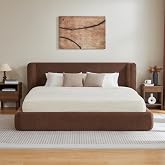 King Size Bed Frame with Headboard, Cloud Upholstered Platform Bed Frame | 87.8" x 92.1" Low Profile Cloud Platform Bed Frame, 4.7'' Soft Foam Cushioned Surround, No Box Spring, Easy Assembly