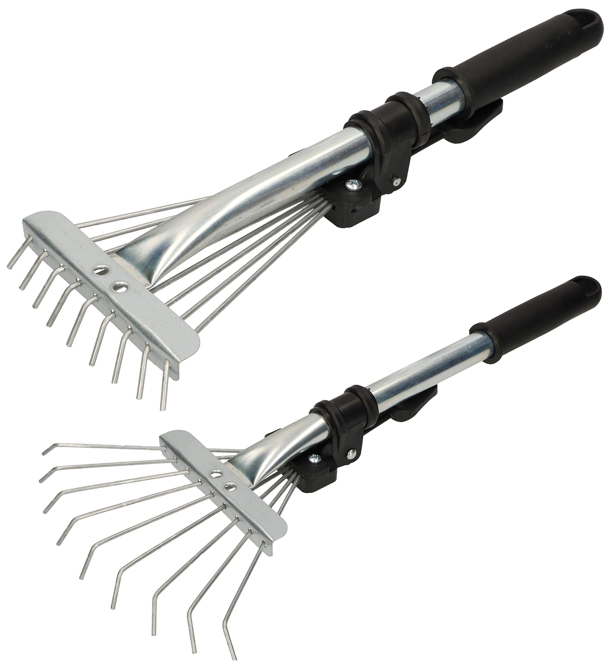 KOTARBAU® Garden Rake - Galvanised Steel - 20 cm (7.87 inches) - Silver - Adjustable Hand Rake - with Telescopic Handle 2,5-10 cm (0.98–3.94 inches) - with 9 Tines - Lightweight Small Garden Tool